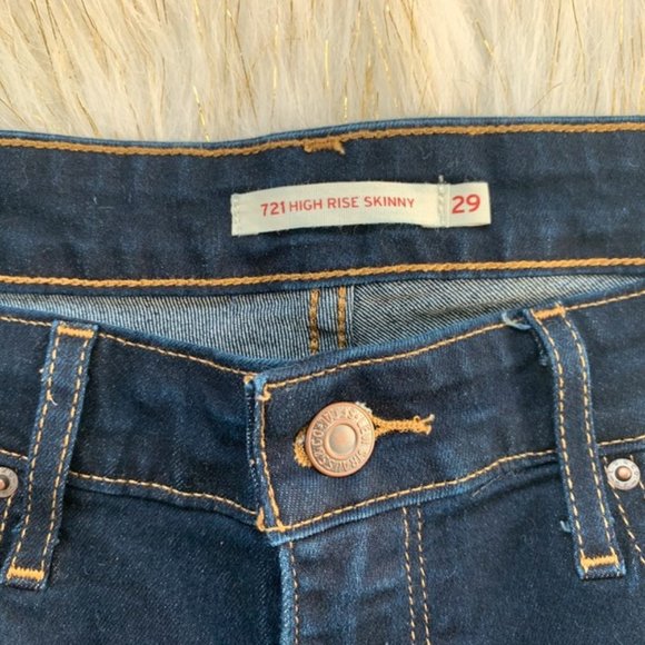 Levi’s 721 High Rise Skinny Jeans Dark Blue Sz 29 - Picture 6 of 6